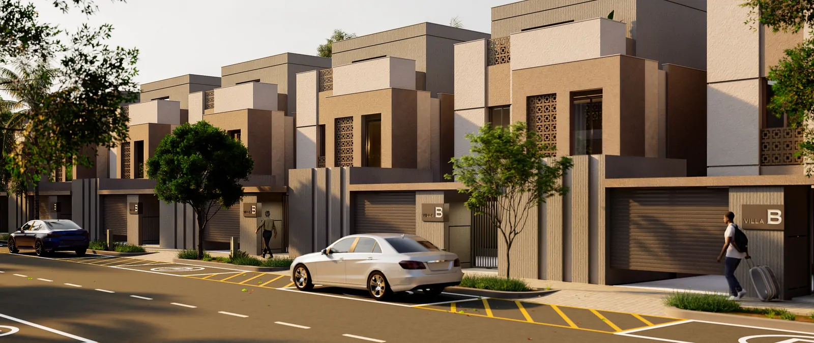 Villa B cepheleri ve sokak görünümü